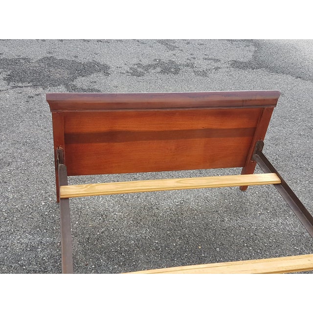 Wood Mid 20th Century Vintage Twin Size Sleigh Mahogany Beds, Pair For Sale - Image 7 of 11