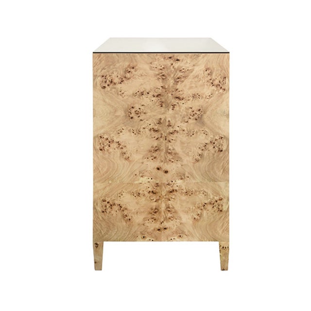 Matthew Izzo Home Carnegie Burlwood Seven Drawer Chest With Brass Knobs For Sale In New York - Image 6 of 9