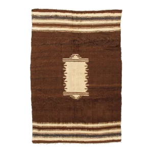 Vintage Turkish Brown Mohair Rug - 4′7″ × 6′8″