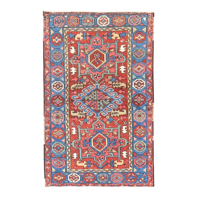 Antique Colorful Small Persian Heriz Rug - 2'11" x 4'4" For Sale