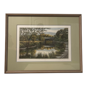 Late 20th Century Canten, Kathleen. “The Covered Bridge” Limited Edition Lithograph (27/260) of an Original Intaglio Etching