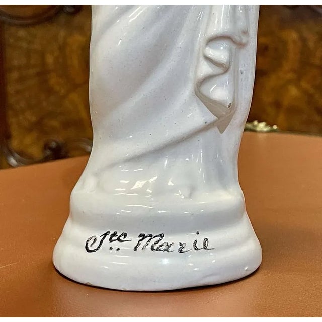 White White Earthenware Saint Mary Figure, 1900s For Sale - Image 8 of 10