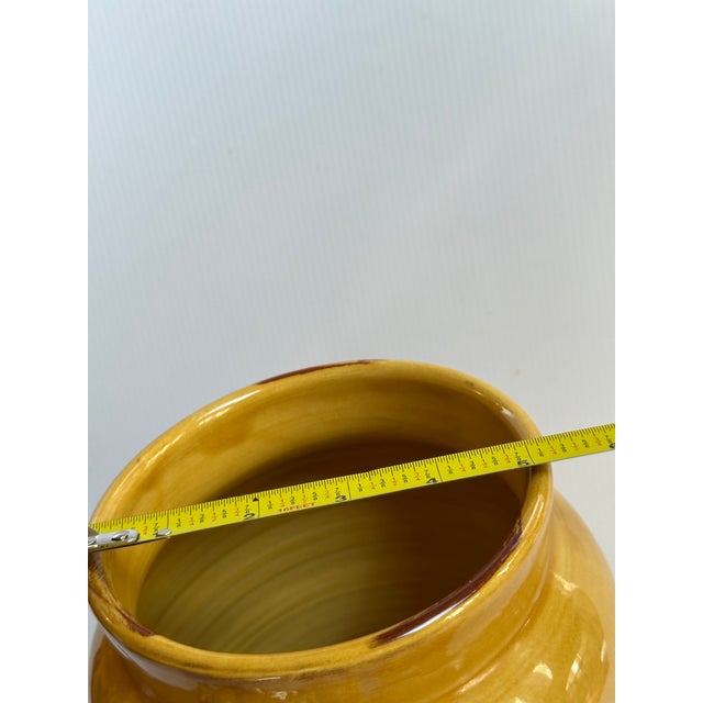 Ceramic 1980s Arte Italica "Sole Mustard" Collection Ceramic 15" Tall Yellow Jar With Lid Greaps and Leaves Design Made in Italy For Sale - Image 7 of 18