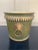 French Green & Gold Tole Cachepot With Lion Head Handles and Pierced Gallery Rim For Sale - Image 4 of 8