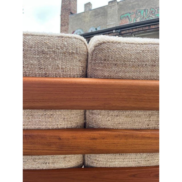 Three-Seater Sofa in Beige Wool and Teak by Ole Wanscher for Cado For Sale - Image 9 of 11