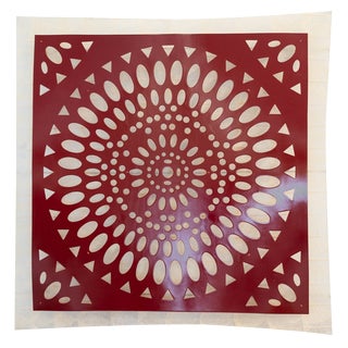 Square Wall Lamp in Red Wood and Rice Paper, 1980s For Sale