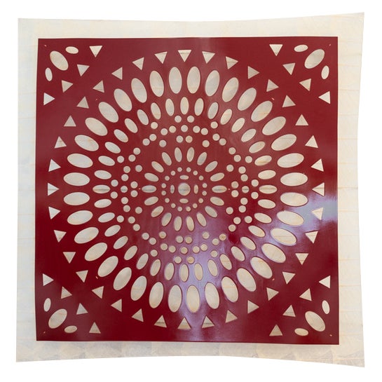 Square Wall Lamp in Red Wood and Rice Paper, 1980s For Sale