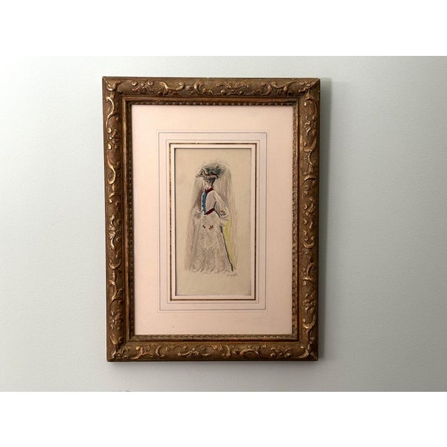 Original Sketch by Alexis Paul Arapoff - Framed Fashion Illustration 1952 Modernist Drawing For Sale - Image 4 of 10