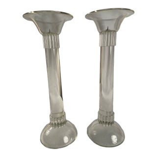 Torre Glass Candlesticks - Set of 2 For Sale