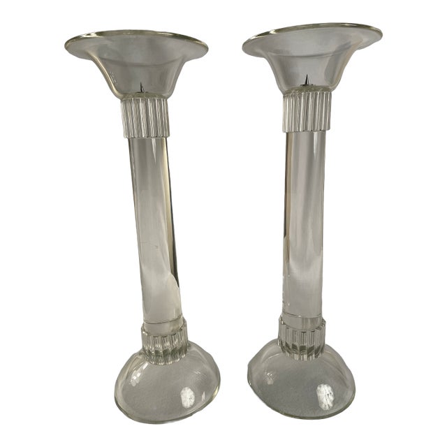 Torre Glass Candlesticks - Set of 2 For Sale