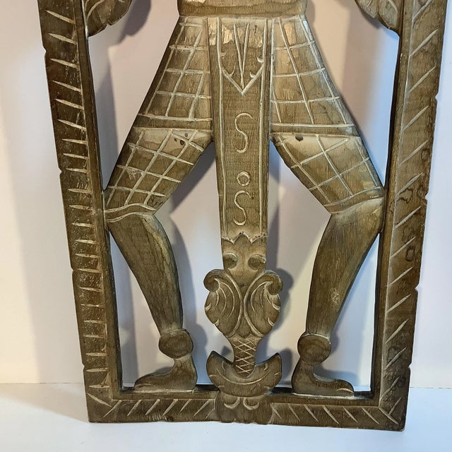 1940s 1940s Vintage Bali Hand-Craved Folk Art Deity Wooden Wall Sculpture. For Sale - Image 5 of 11