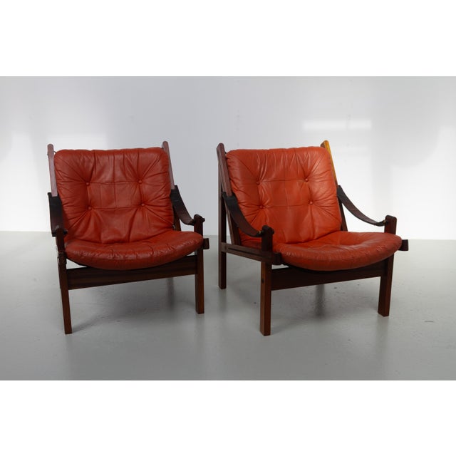Brown Norwegian Hunter Easy Chairs by Torbjørn Afdal for Bruksbo, 1970s, Set of 2 For Sale - Image 8 of 18