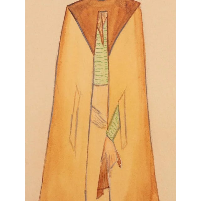 Art Deco Fashion Drawings II, Gouache on Paper, Framed For Sale - Image 4 of 12