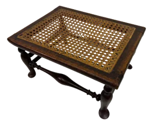 Small Oak Stool with Canework