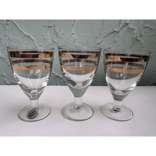 Vintage Mid-Century Modern Handmade Ussr Crystal Decanter & Six Cordial Glasses Set With Gold Bands, Barware - 7 pcs For Sale In Orlando - Image 6 of 11