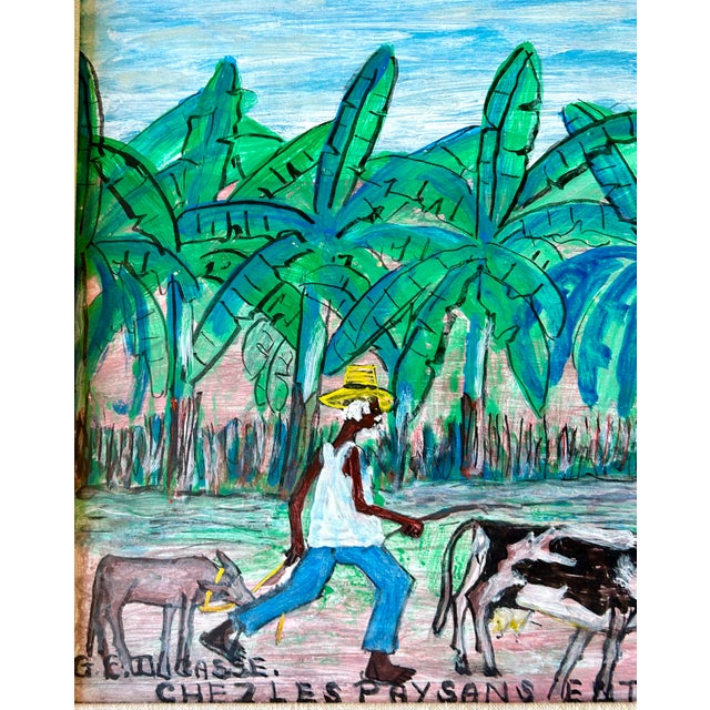 Mid 20th Century Original Signed Haitian Artist Gervais Emmanuel Ducasse "Ches Les Paysans Entre Arcanhsie Et St' Ard", Framed For Sale - Image 9 of 12