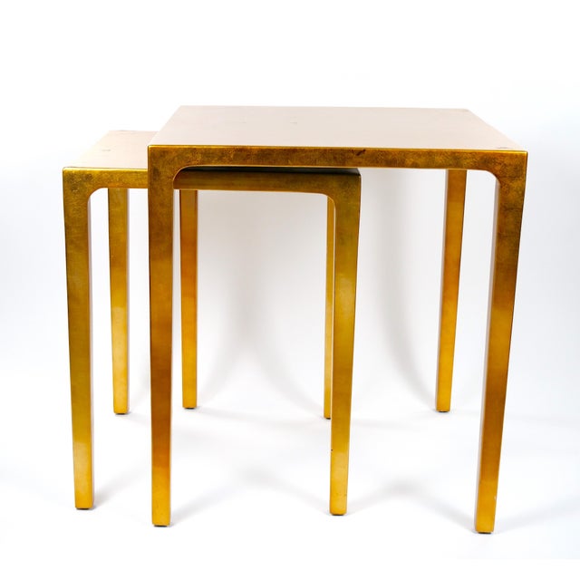 Set Three MidCentury Modern Lacquered Gold Leaf Nesting Tables Chairish