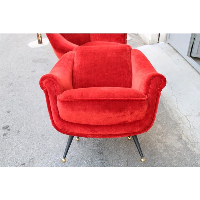 Armchairs in Red Velvet from Framar, 1950s, Set of 2 For Sale - Image 6 of 15