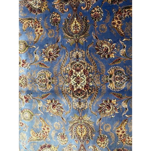 Silk pile signed Turkish rug -