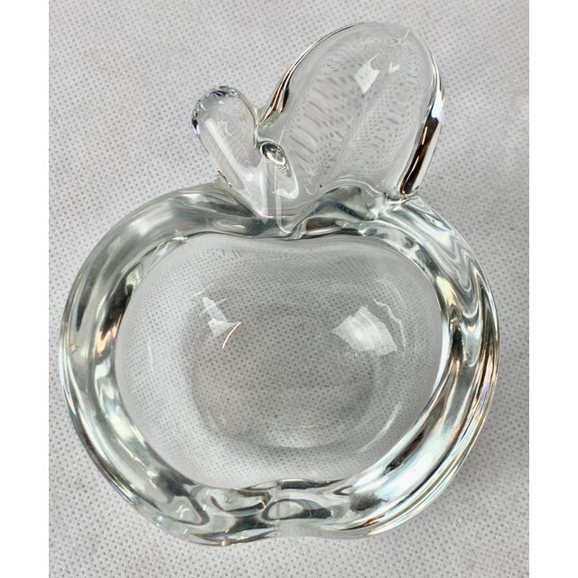 French Clear Crystal Art Glass Apple Dish by Vannes Le Chatel For Sale - Image 9 of 9