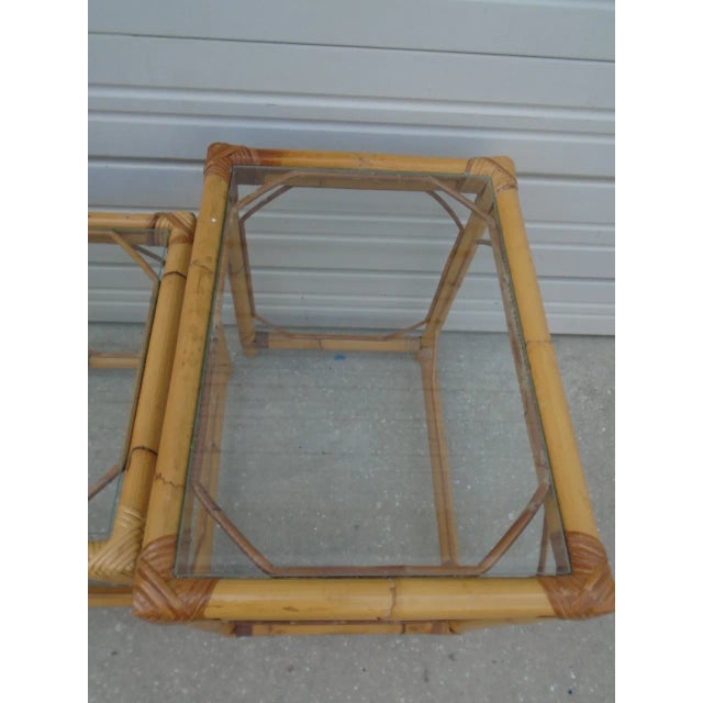 1990s Vinatge Bamboo Nesting End Tables Hollywood Regency-Set of 2 For Sale - Image 5 of 7