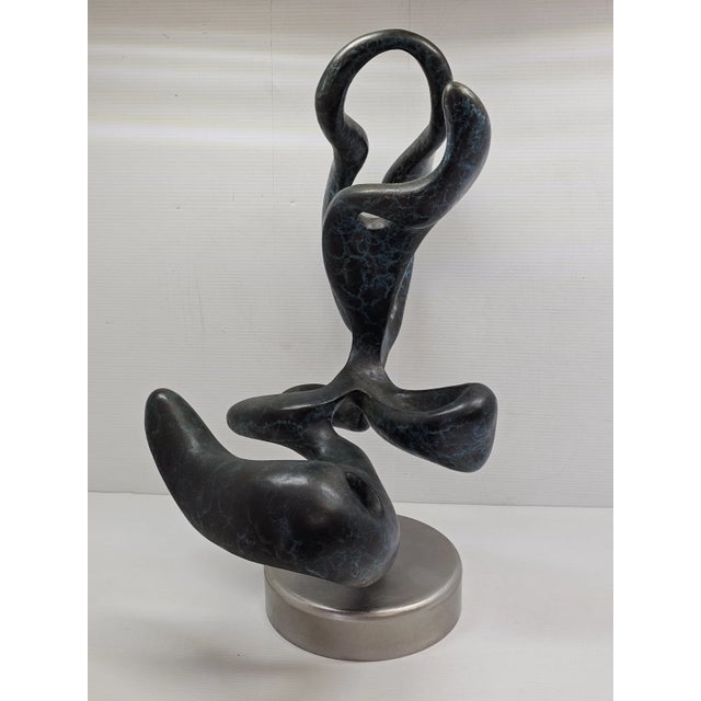 1980s Large 20" Solid Bronze Abstract Organic Modern Sculpture Verdigris Patina 40 LBS For Sale - Image 11 of 17