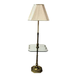 Vintage Stiffel Brass Floor Lamp With Glass Table Top