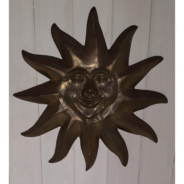 1970s Vintage Sun Wall Relief in Brass, 1970s For Sale - Image 5 of 5