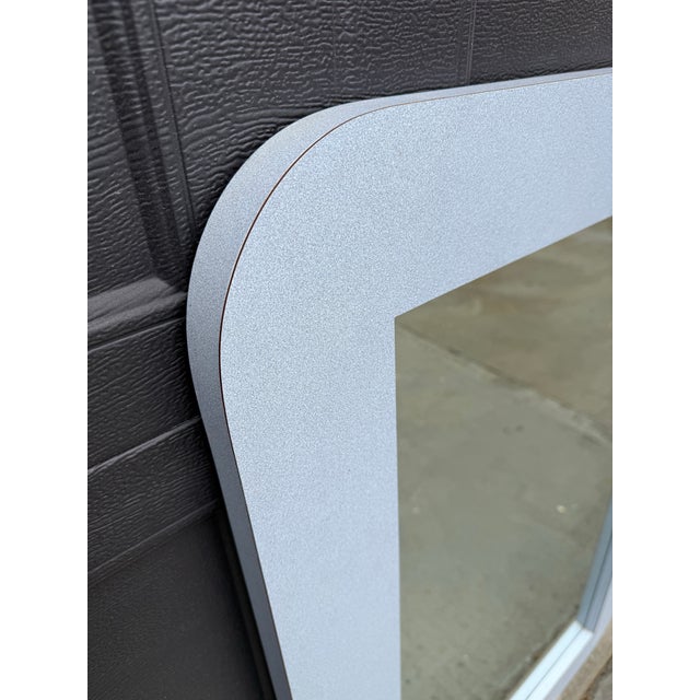 Vintage Blue Laminate Post Modern Wall Mirror For Sale - Image 4 of 5