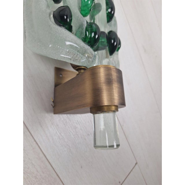 Large Wall Light in Brass and Murano Glass, 1990s For Sale - Image 6 of 11