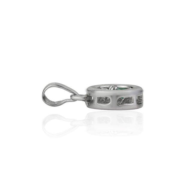 Dainty Floating Emerald Open Circle Pendant for Her in 925 Silver For Sale - Image 9 of 12