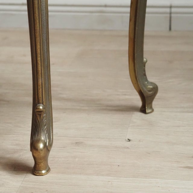 Metal Louis XV Style Gueridon Side Table in Brass and Marble For Sale - Image 7 of 9