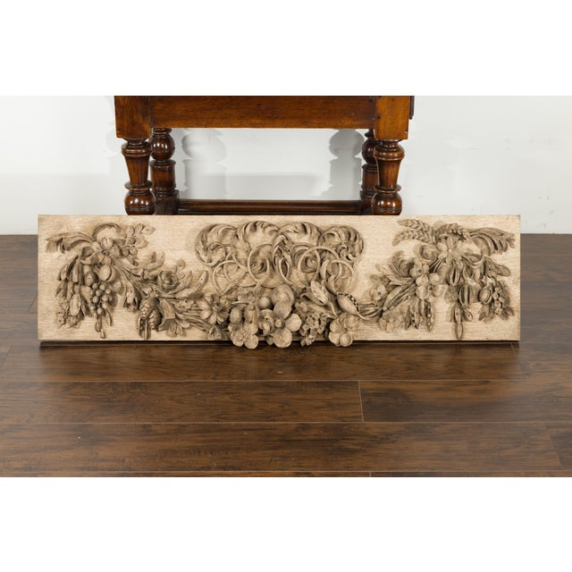 English English 19th Century Carved Wooden Fragment with Fruits and Flower Garland For Sale - Image 3 of 10