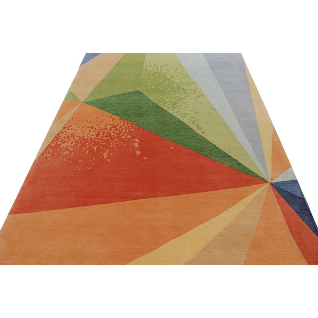 2010s Rug & Kilim’s Mid Century Modern Style Geometric Multicolor Wool and Silk Custom Rug For Sale - Image 5 of 7