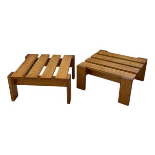 Vintage Pine Stools, 1950s, Set of 2 For Sale