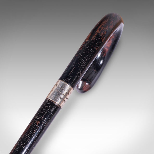 Wood Vintage Gentleman's Walking Cane, English, Brass, Stick, Hallmarked Silver, 1935 For Sale - Image 7 of 11