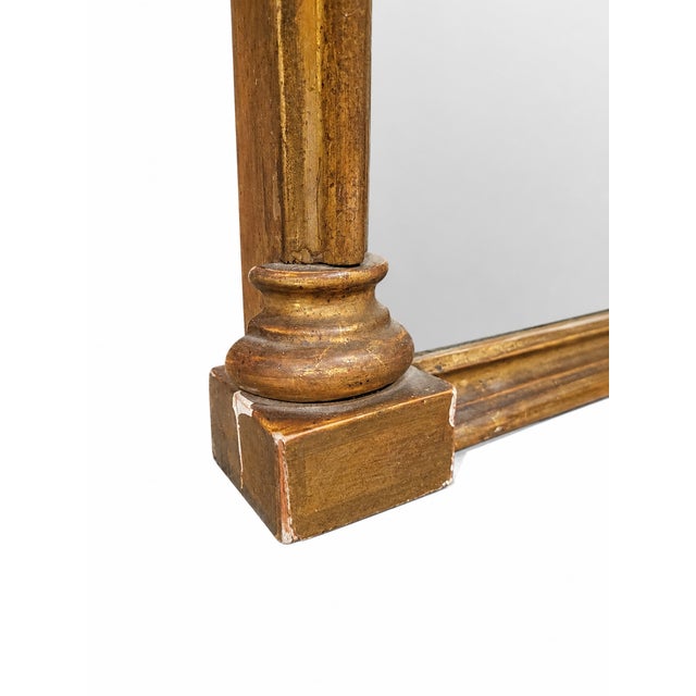 Wood 1810s Boston Federal Giltwood Mirror With Cady & Maunder Label and Eglomise Glass For Sale - Image 7 of 13