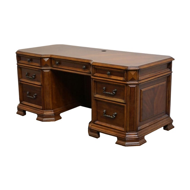 Home Meridian Samuel Lawrence Cherry Traditional Contemporary 71" Computer Desk / Credenza For Sale - Image 4 of 15