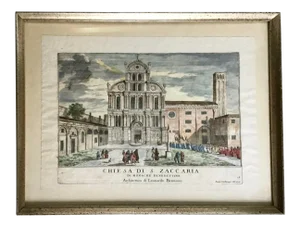 Architectural Italian Lithograph of a Church