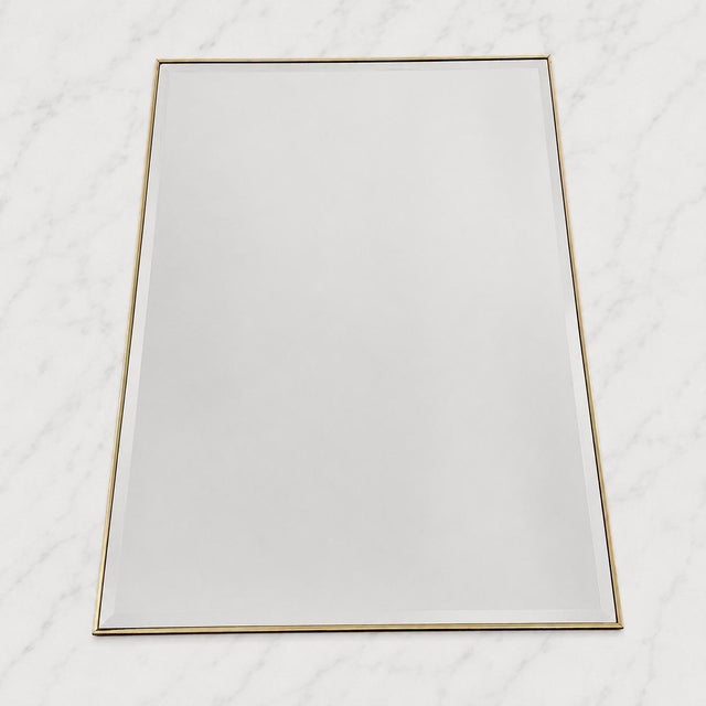 Hollywood Regency Thin Brass Frame Wall Mirror For Sale In Miami - Image 6 of 8