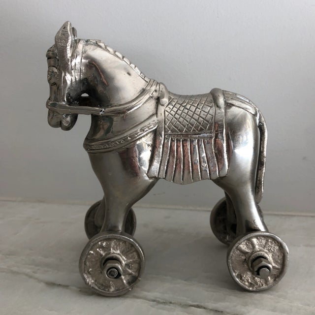 Early 20th Century Small Metal Horse on Wheels Sculpture/Toy, Made in India For Sale In Los Angeles - Image 6 of 6