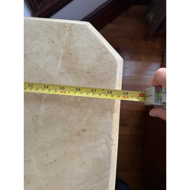 Travertine Pedestal Console Table - Deep Cream For Sale In Boston - Image 6 of 8