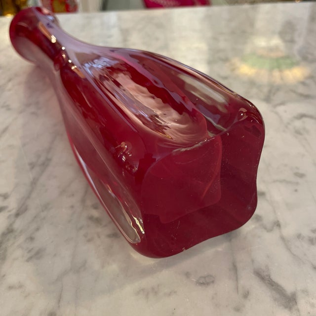 Glass Geoffrey Baxter Ruby Red Glass Beak Vase for Whitefriars England For Sale - Image 7 of 13