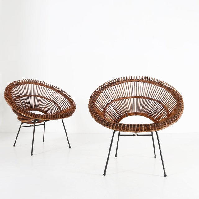 Rattan Lounge Armchairs by Janine Abraham & Dirk Jan Rol, 1960s, Set of 2 For Sale - Image 14 of 14