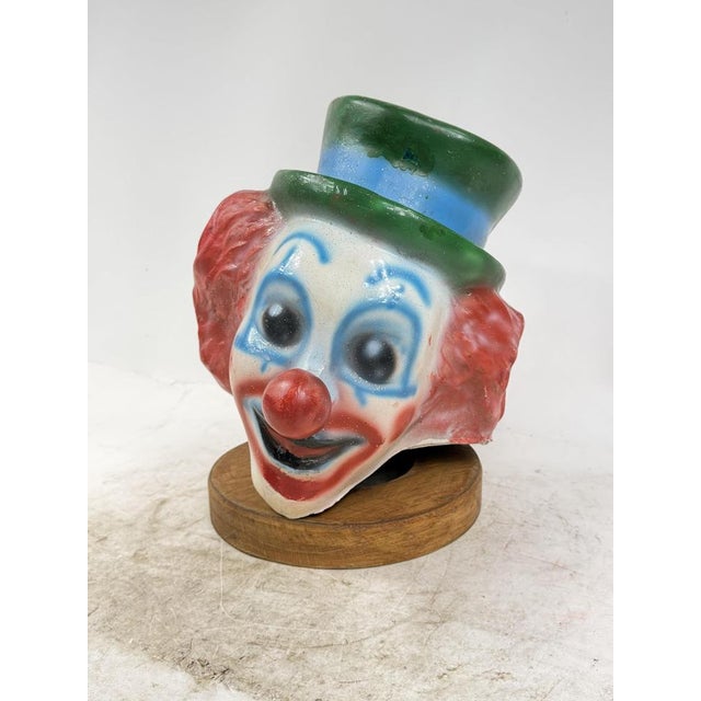 Fiberglass Clown Head Sculpture with Wooden Base, 1960s For Sale - Image 14 of 14