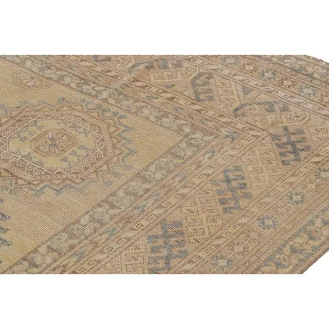 Vintage Ersari Rug in Beige-Brown and Blue With Geometric Patterns by Rug & Kilim For Sale In New York - Image 6 of 7