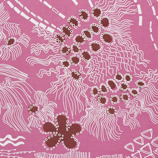 Tribal Sample - Schumacher X Clements Ribeiro Haven Fabric in Pink & Maroon For Sale - Image 3 of 4