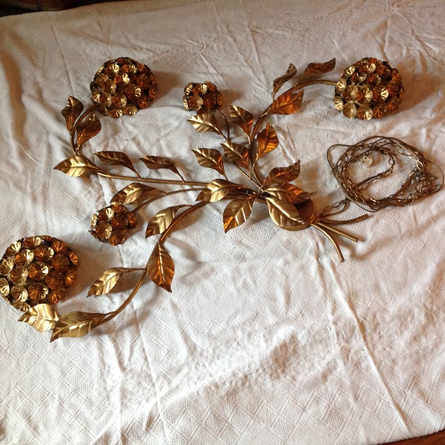 MidCentury Gold Wall Light Sculpture Chairish