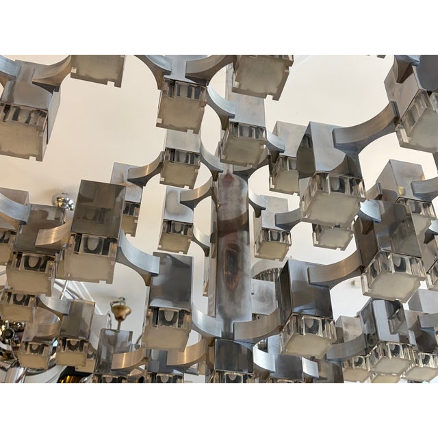 Large Mid-Century Italian Cubic Chandelier by Gaetano Sciolari, 1970 For Sale - Image 11 of 17