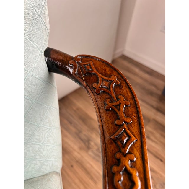 Green Antique George II Mahogany Gainsborough Open Arm Chair C. Mid 18th Century For Sale - Image 8 of 13